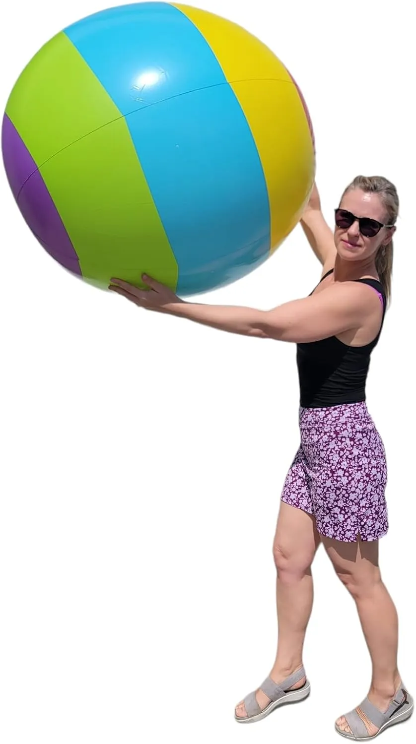 Huge 48" Colorful Beach Ball Inflate (Vinyl) Perfect for Events, Jumbo Game Prizes, Party Favors and More.