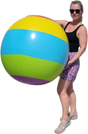 Huge 48" Colorful Beach Ball Inflate (Vinyl) Perfect for Events, Jumbo Game Prizes, Party Favors and More.