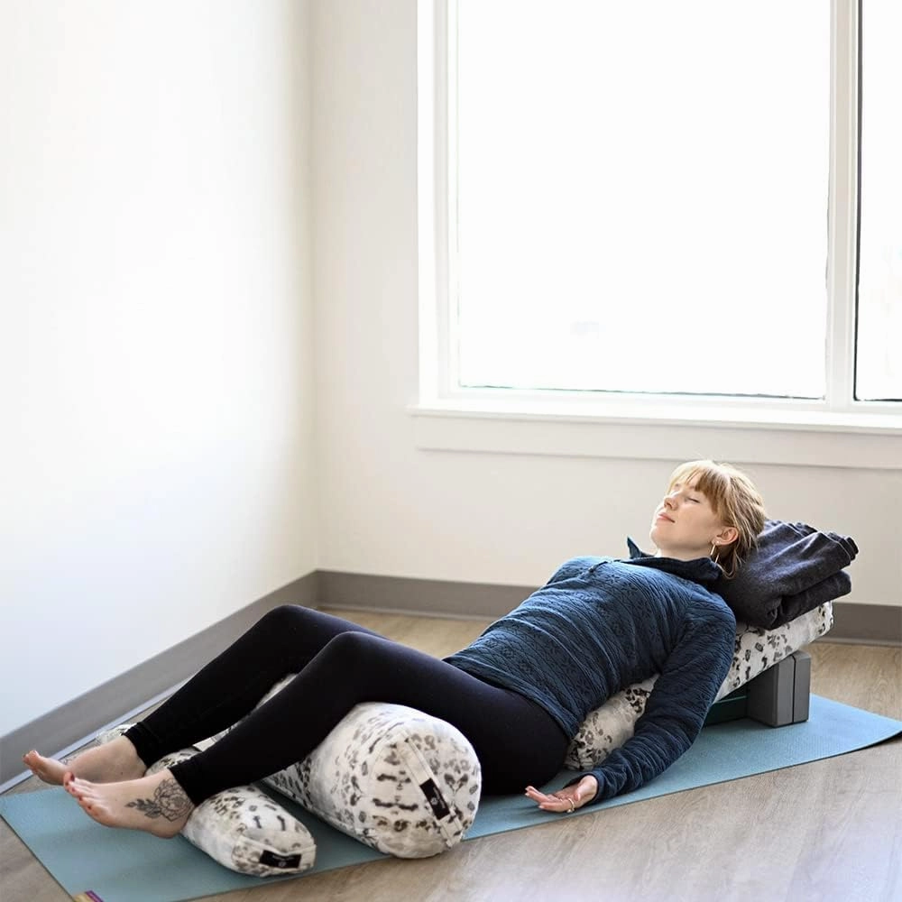 Hugger Mugger Round Yoga Bolster - Firm Round Shape, Higher Profile, Great Under Knees, Soft Support, Handmade in The USA