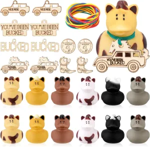 Hungdao 12 Sets Horse Rubber Duck 2.36 Inch Bucking Horse Ducks with You've Been Bucked Tags Horse Duck Bath Toy Tags for Hiding Carnival Cruise Horse Racing Festival Prizes Baby Shower