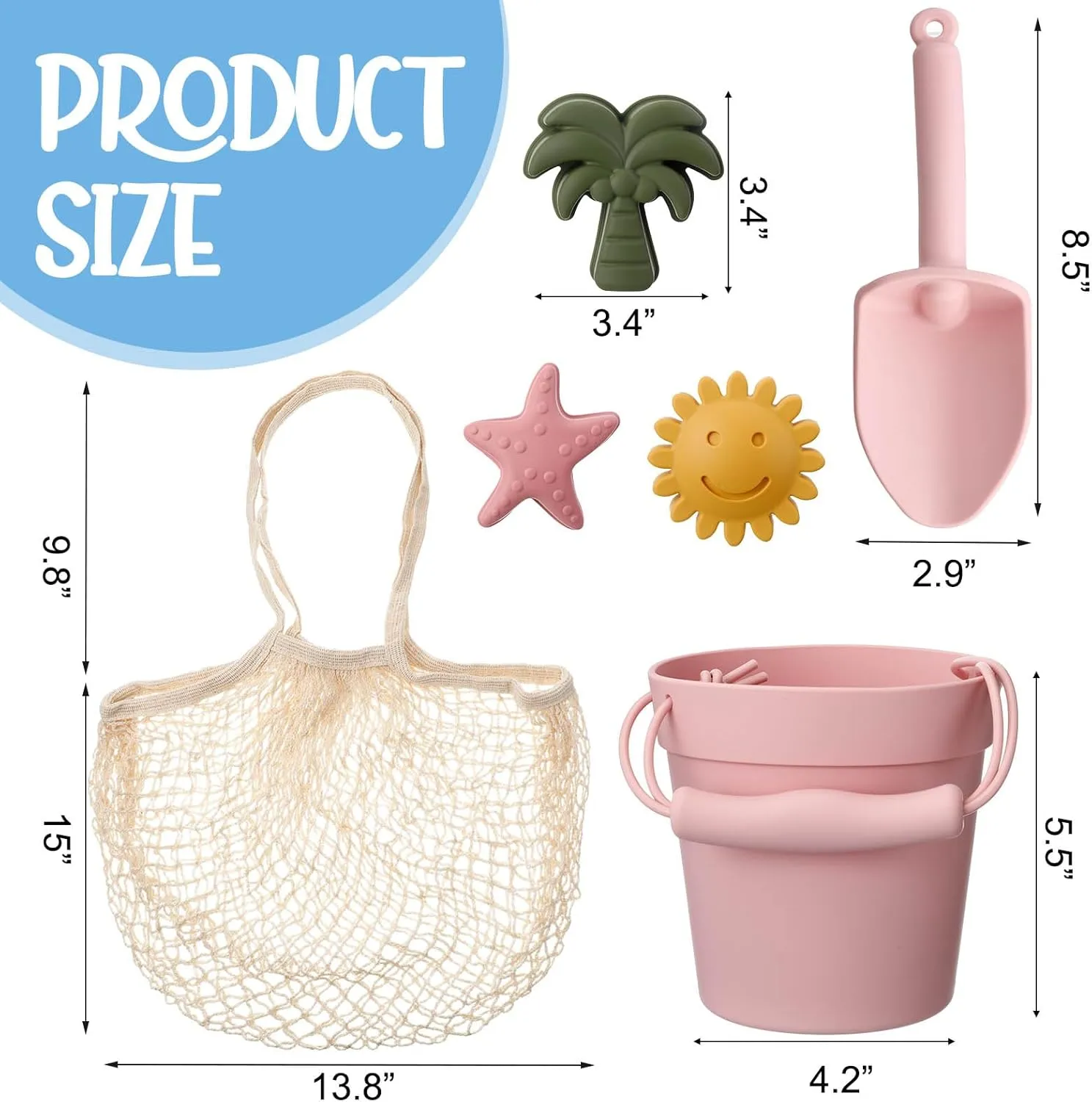 Hungdao 14 Pcs Silicone Beach Toys Travel Beach Set Sand Toys Include 2 Silicone Bucket Pail, 2 Shovel, 9 Sand Molds, 1 Beach Bag for Boys Girls Summer Pool Outdoor Bath Toys (Pink, Purple)
