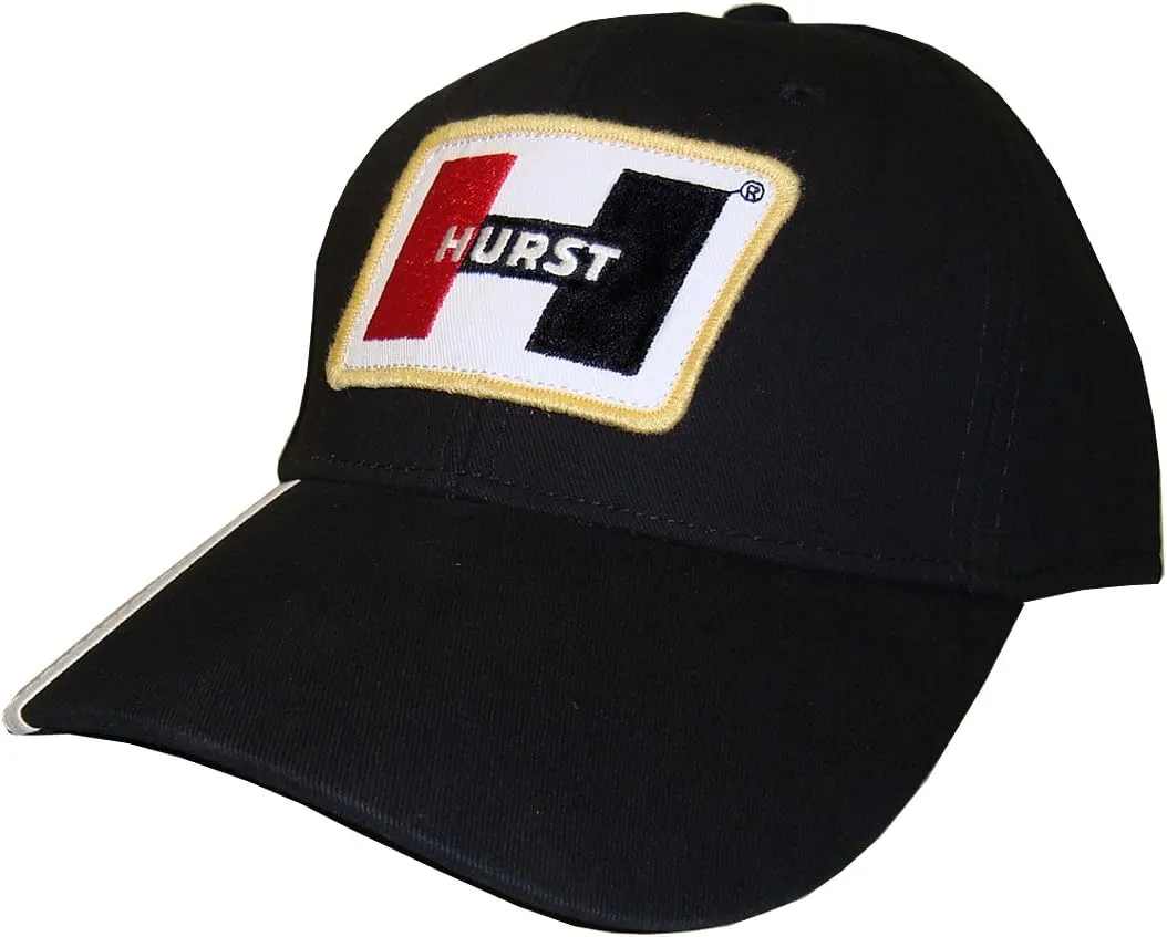 Hurst Stripe Black Hat with Patch: Shifter Wheels Gasser Decal Drag Racing