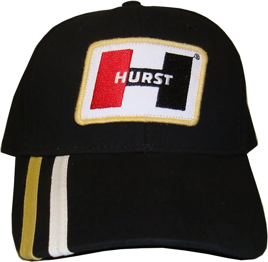 Hurst Stripe Black Hat with Patch: Shifter Wheels Gasser Decal Drag Racing
