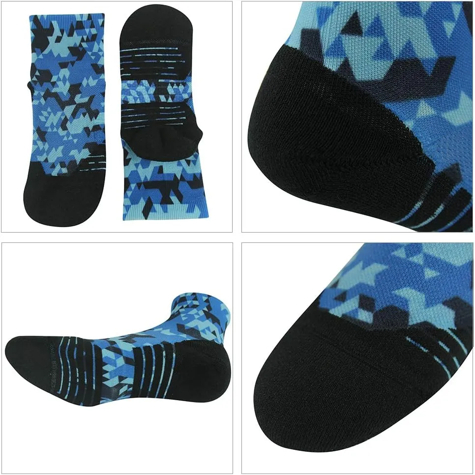 HUSO Mens Womens Quick Dry Striped Print Running Hiking Athletic Quarter Ankle Socks 3, 4, 6 Pairs