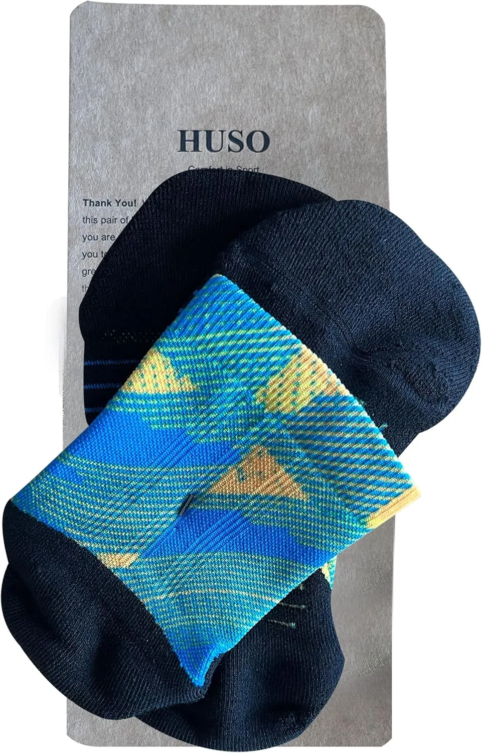 HUSO Mens Womens Quick Dry Striped Print Running Hiking Athletic Quarter Ankle Socks 3, 4, 6 Pairs