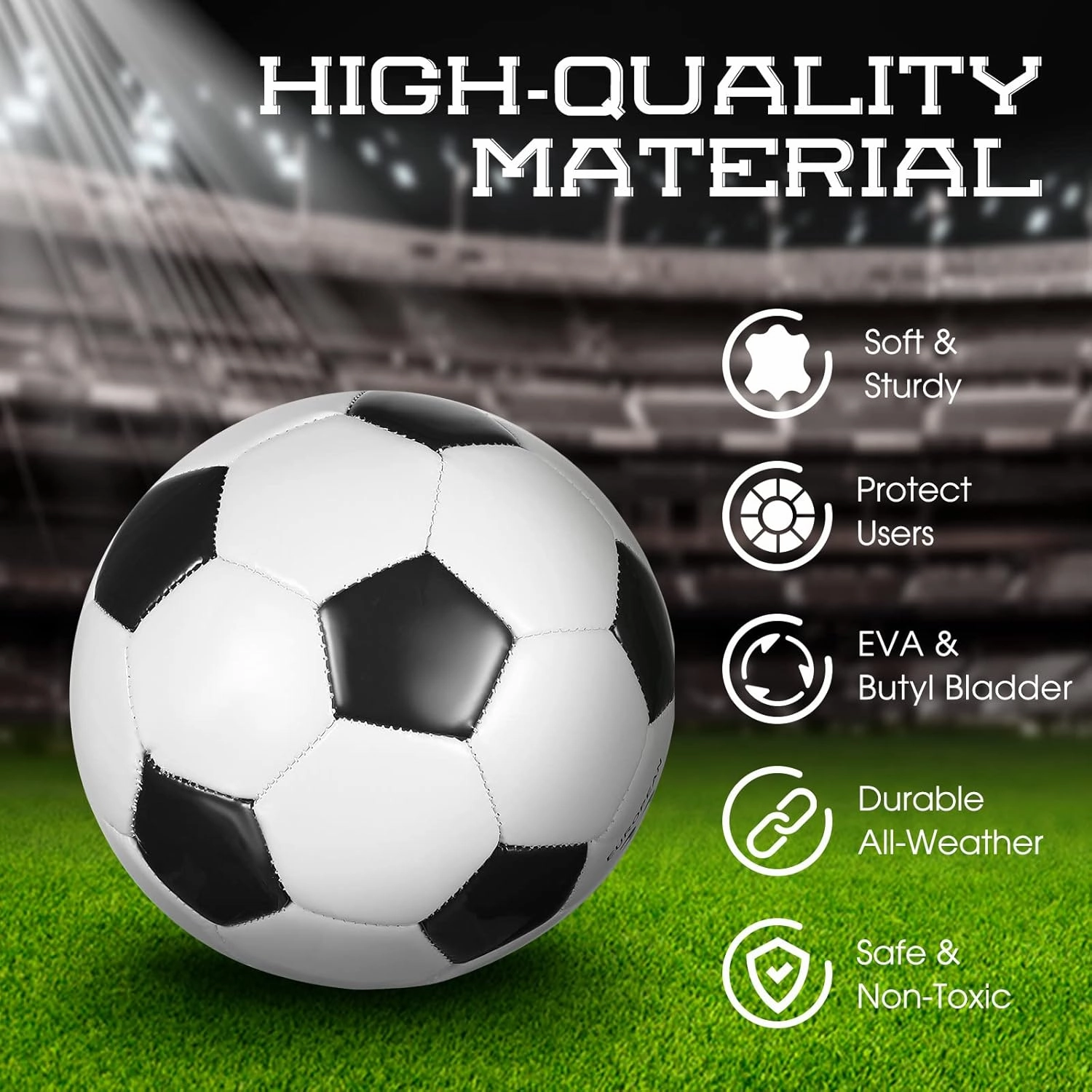 HyDren 12 Packs Soccer Ball with Pump Official Size Soccer Ball for Indoor Outside Game Training Practice Sport Gift for Kids Teens Adults Back to School(Size 5,Black, White)