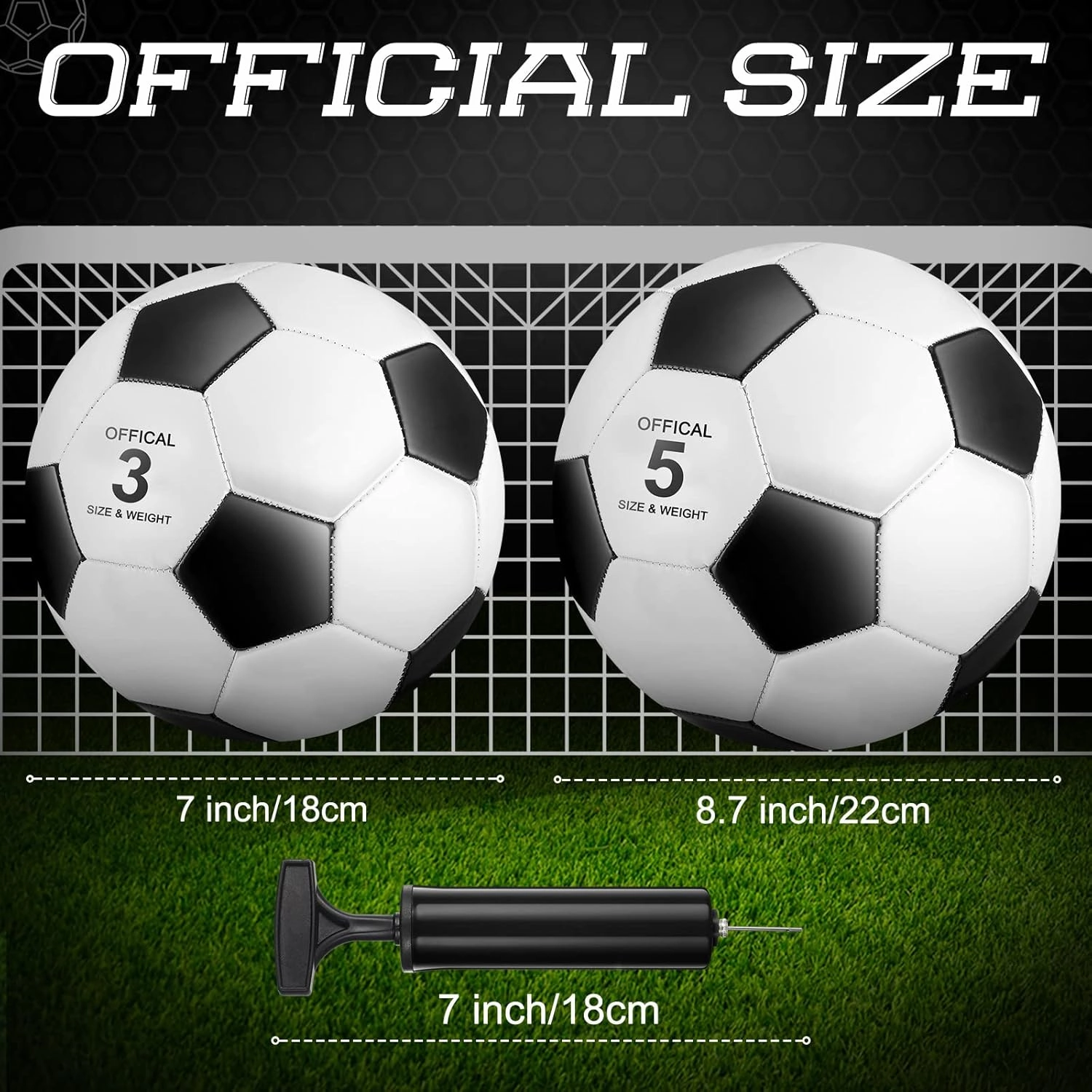 HyDren 12 Packs Soccer Ball with Pump Official Size Soccer Ball for Indoor Outside Game Training Practice Sport Gift for Kids Teens Adults Back to School(Size 5,Black, White)