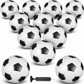 HyDren 12 Packs Soccer Ball with Pump Official Size Soccer Ball for Indoor Outside Game Training Practice Sport Gift for Kids Teens Adults Back to School(Size 5,Black, White)