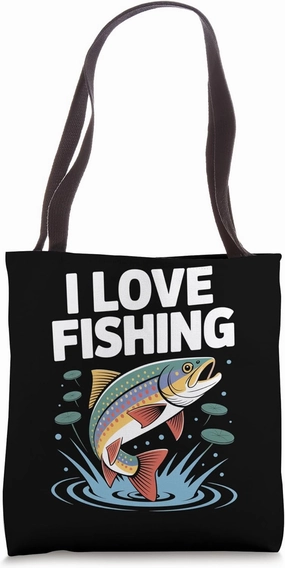 I Love Fishing Vibrant Trout Enthusiast Tote Bag