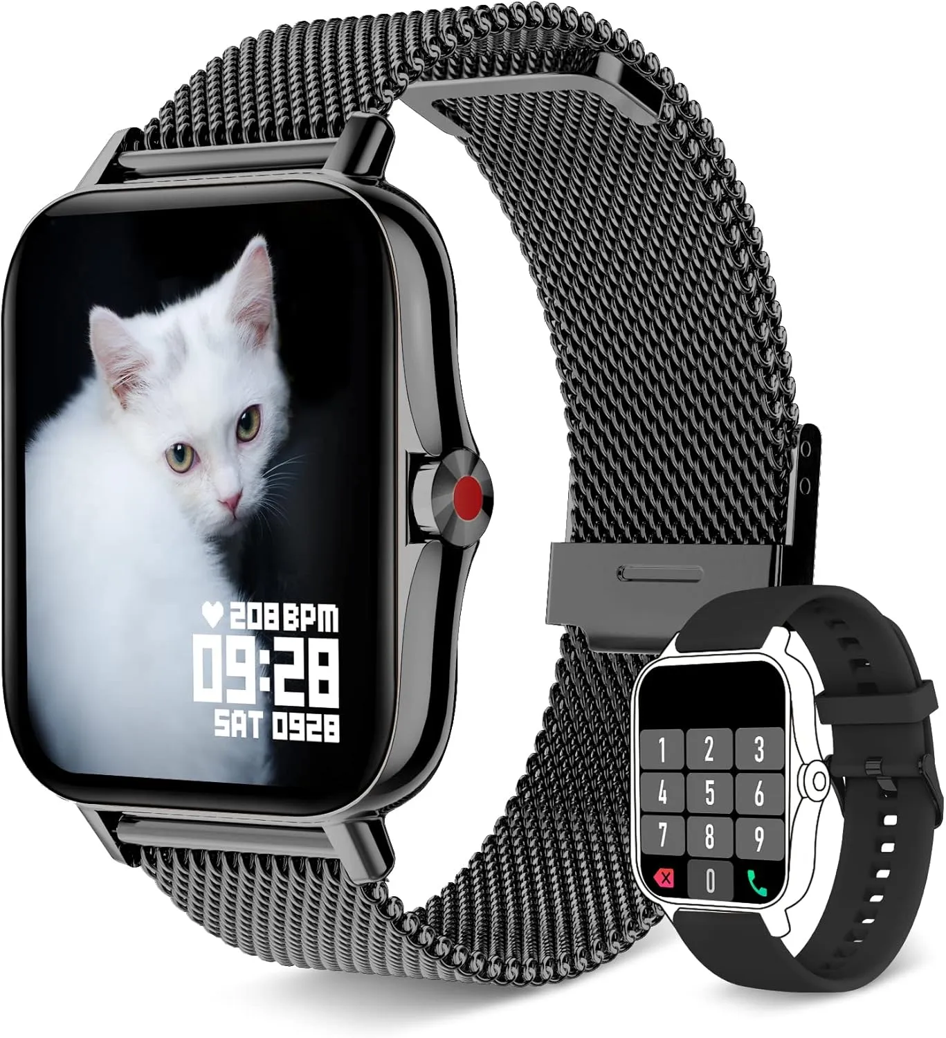 Iaret Smart Watch for Women Men (Answer/Make Call), Fitness Tracker for Android iOS Phones Waterproof Smartwatch 1.7" HD Full Touch Screen Activity Trackers Heart Rate Sleep Monitor Pedometer, Black