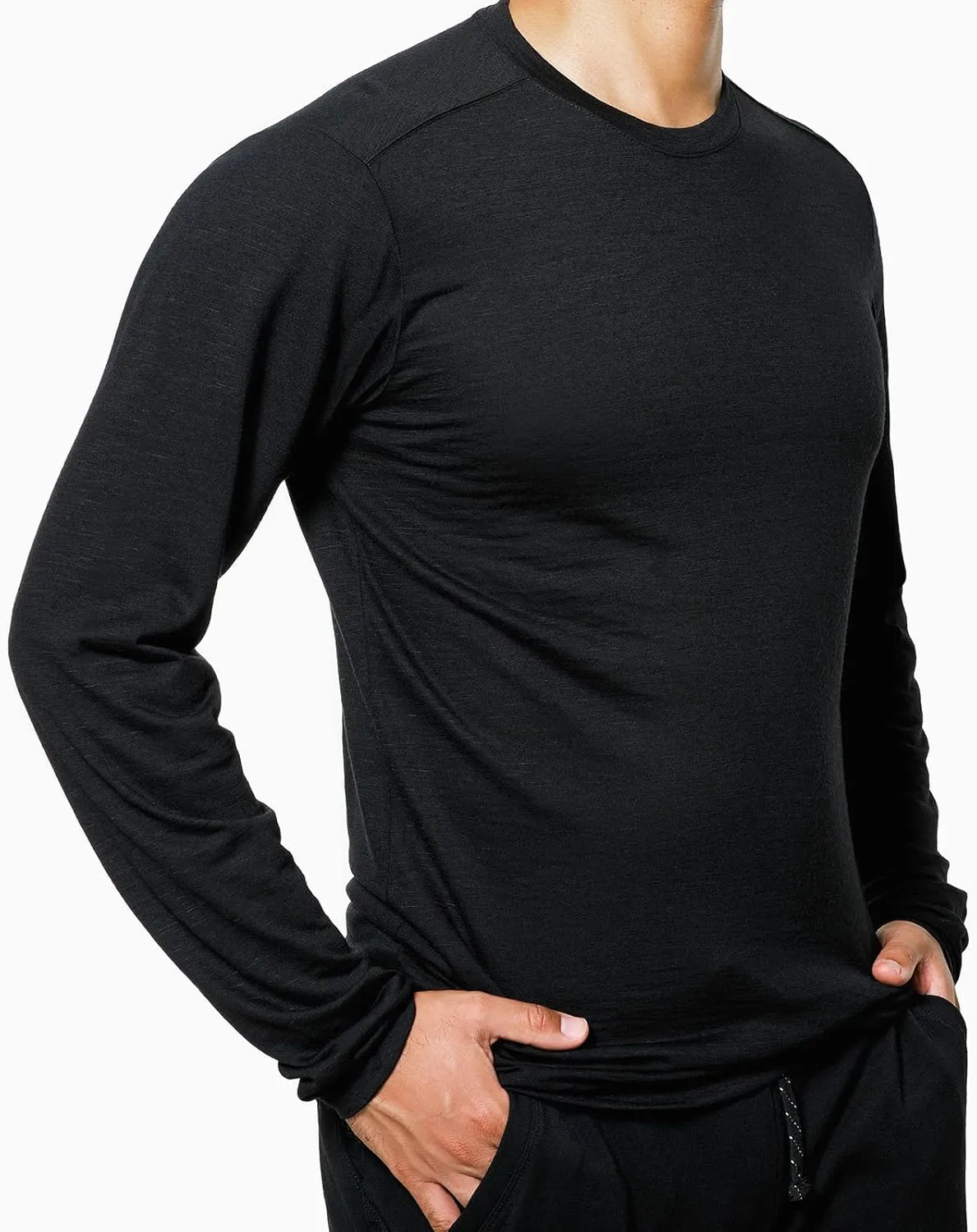 IBEX Merino Wool Men's Journey Long Sleeve Crew Neck Tee | Lightweight, Moisture-Wicking, Soft & Breathable Men's T-Shirt