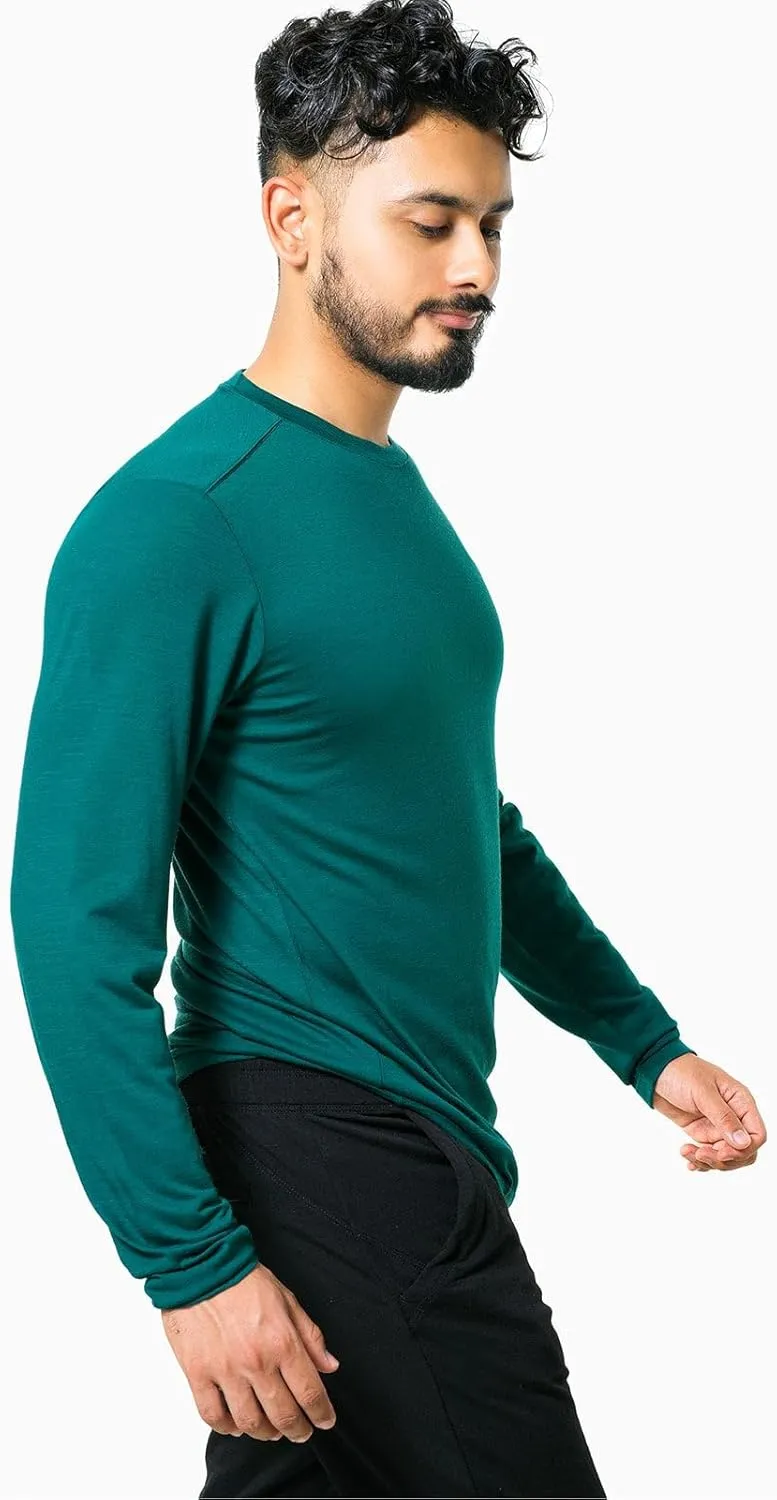 IBEX Merino Wool Men's Journey Long Sleeve Crew Neck Tee | Lightweight, Moisture-Wicking, Soft & Breathable Men's T-Shirt