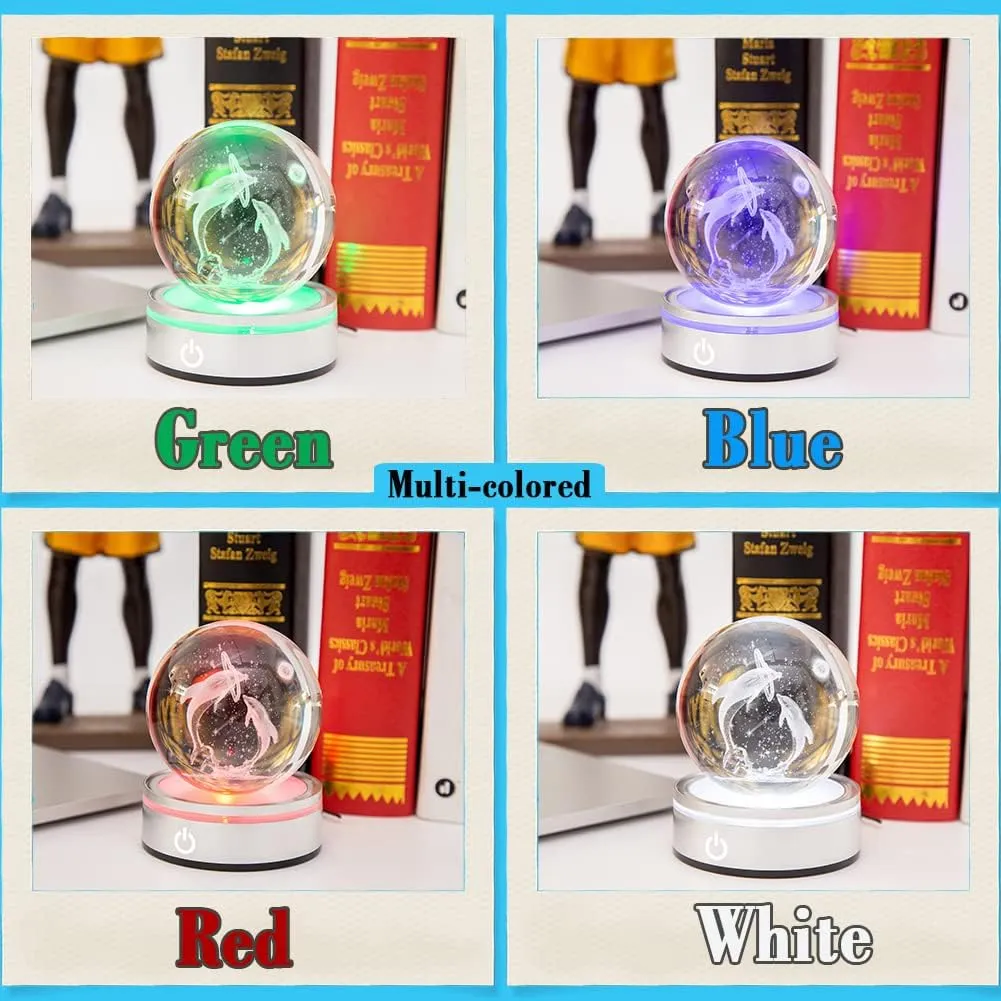 IFOLAINA 3D Crystal Dolphin Night Lights - Exquisite Crystal Dolphin Figurines for Bedroom Decor & Gifts