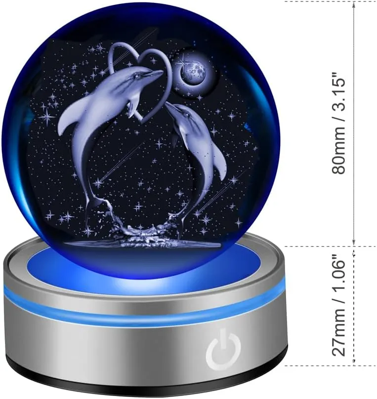 IFOLAINA 3D Crystal Dolphin Night Lights - Exquisite Crystal Dolphin Figurines for Bedroom Decor & Gifts