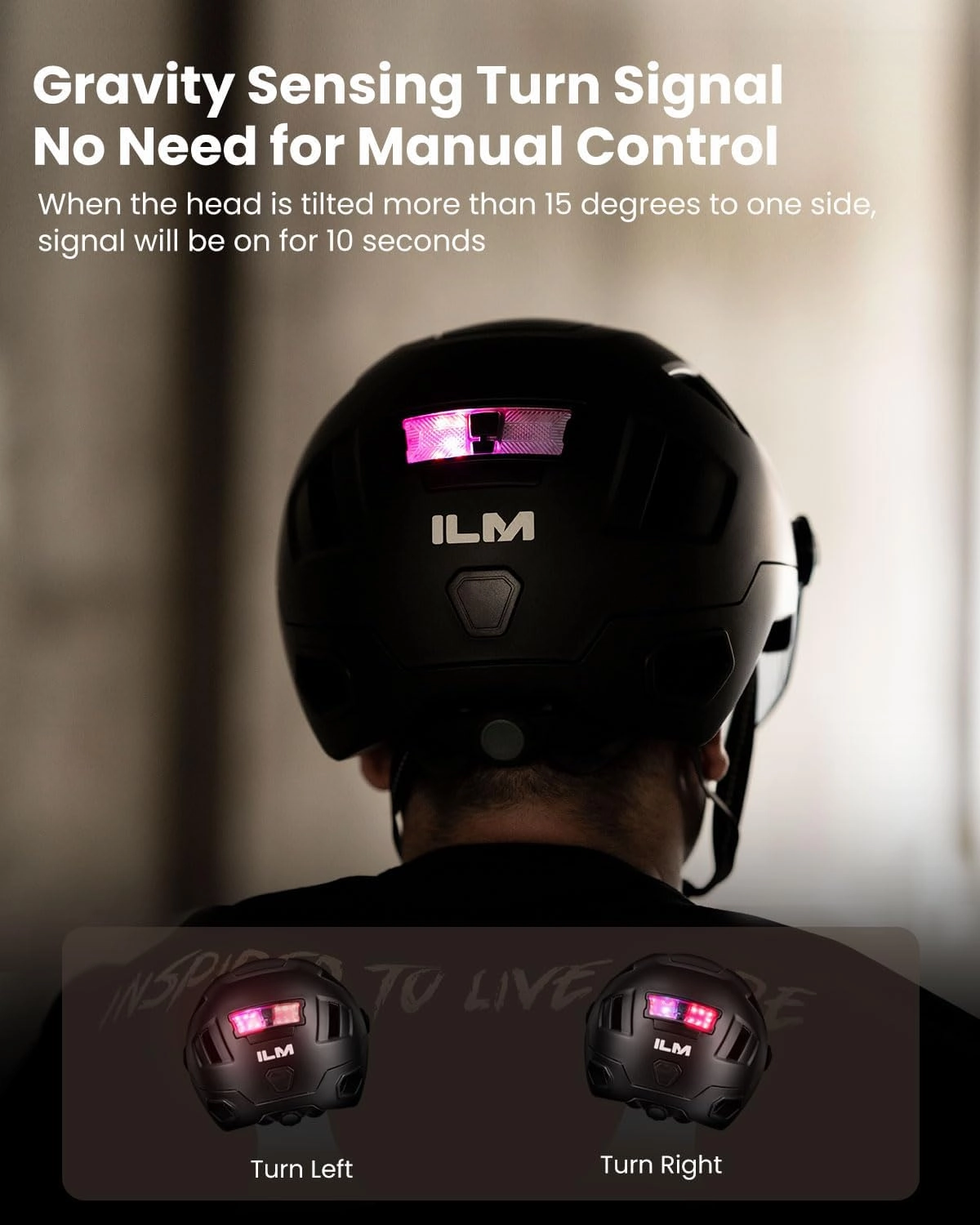 ILM Smart Adult Bike Helmet with Automatic G-Sensor Turn Signal & Brake Warning LED Light Control Road Cycling Helmet E3-12LS