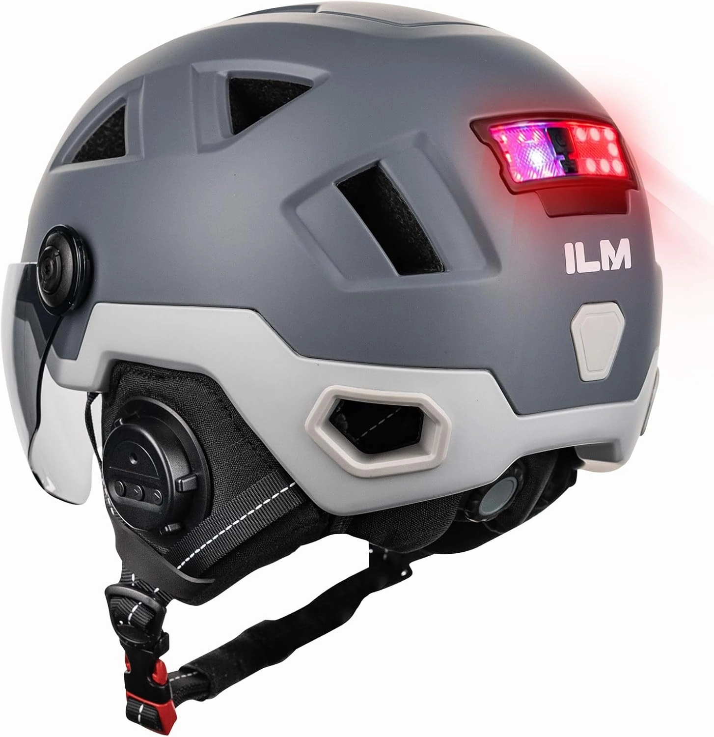 ILM Smart Adult Bike Helmet with Automatic G-Sensor Turn Signal & Brake Warning LED Light Control Road Cycling Helmet E3-12LS