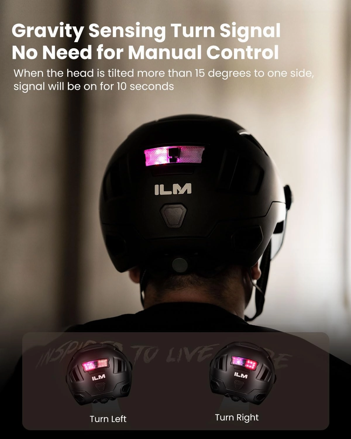 ILM Smart Adult Bike Helmet with Automatic G-Sensor Turn Signal & Brake Warning LED Light Control Road Cycling Helmet E3-12LS