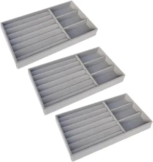 IMIKEYA 3pcs Velvet Jewelry Trays Necklace Ring Earring Display Holder Soft Velvet Compartment Stackable Storage for Bracelets