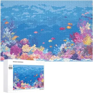 Impossible Puzzles for Adults，Colorful-Underwater-Coral-Reef-with-Fish 1000 PCS，Challenging Jigsaw Puzzles for Adults