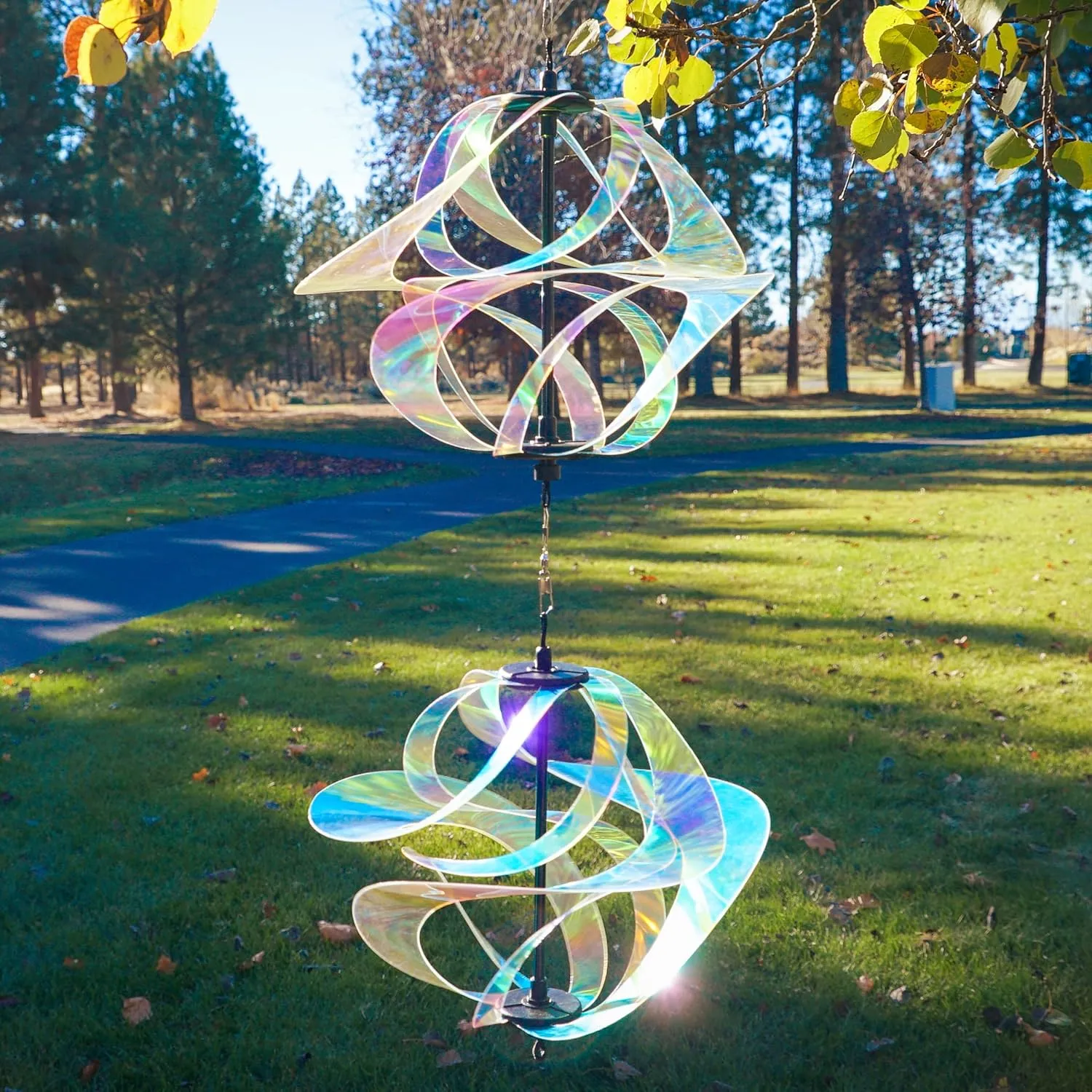 In the Breeze 2480 — Iridescent Double Vortex Spinner — Mesmerizing and Colorful Hanging Wind Spinner…