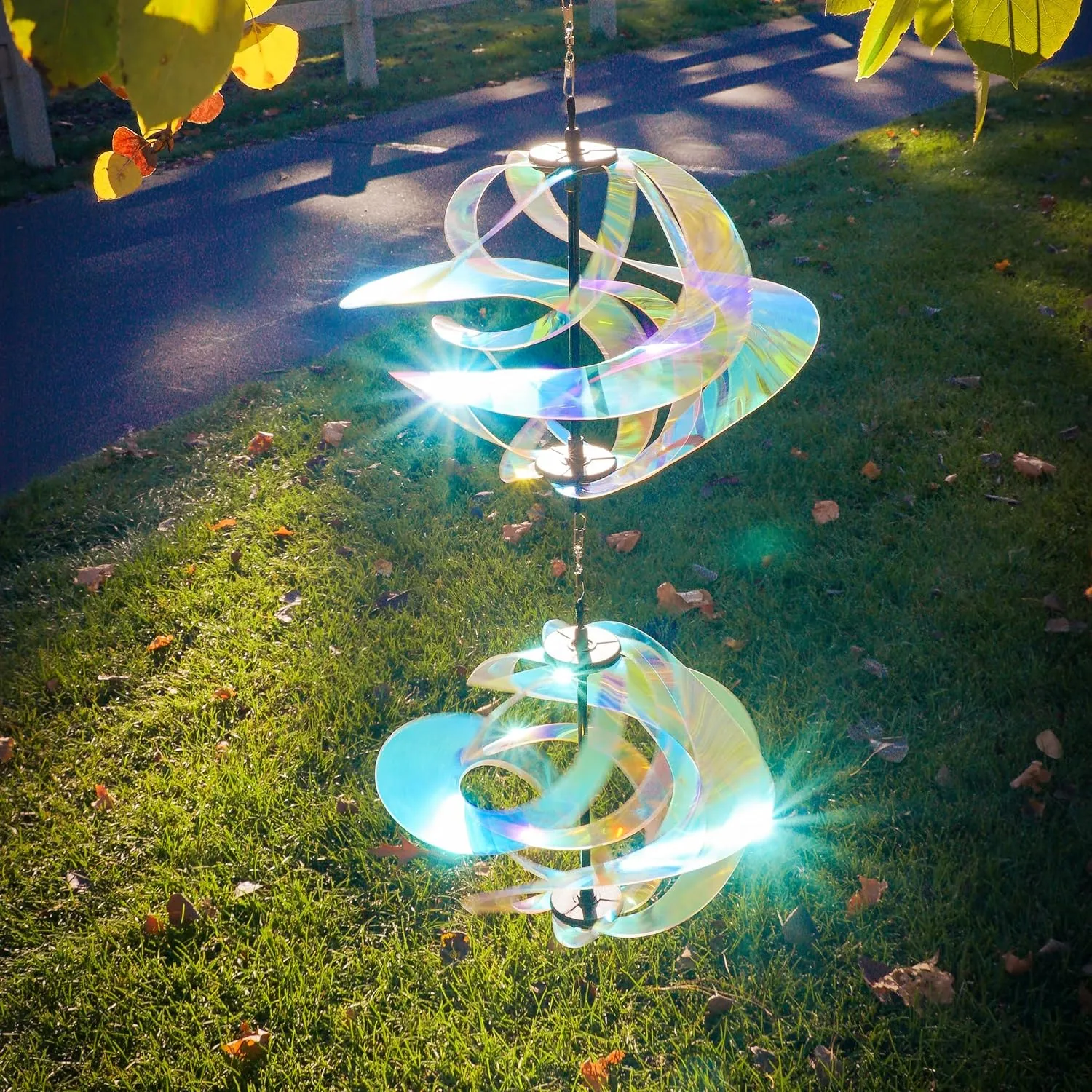 In the Breeze 2480 — Iridescent Double Vortex Spinner — Mesmerizing and Colorful Hanging Wind Spinner…