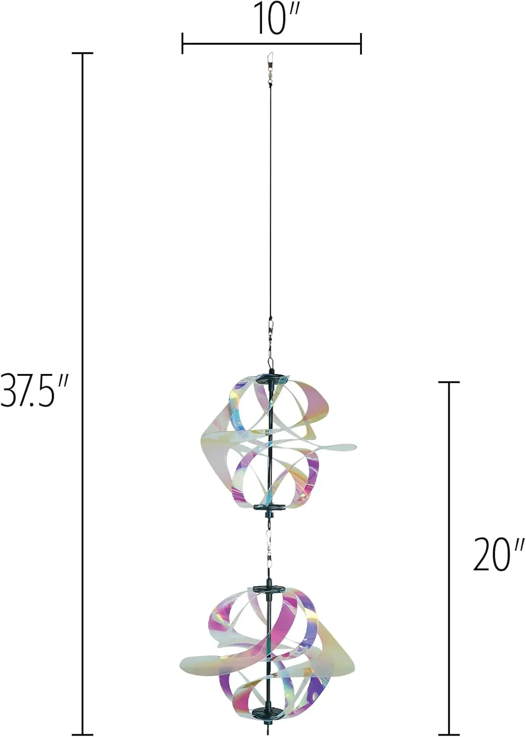 In the Breeze 2480 — Iridescent Double Vortex Spinner — Mesmerizing and Colorful Hanging Wind Spinner…
