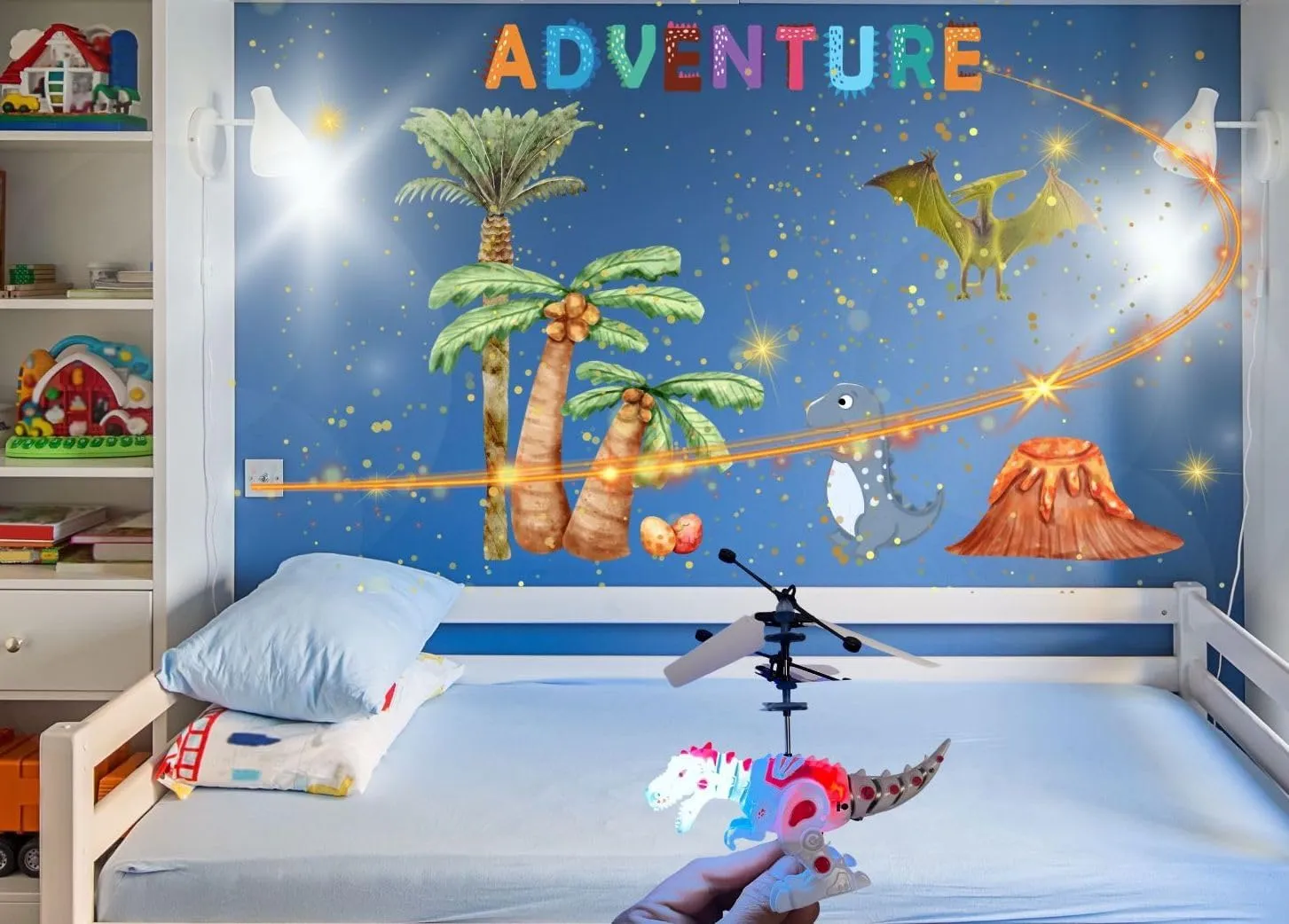Indoor Flying Dinosaurs with Infrared Sensor Hover Technology and Remote Control Included (Red)