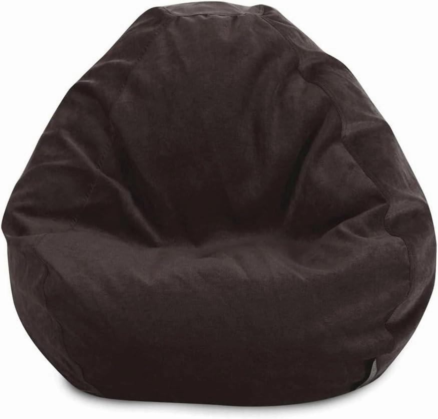Indoor Bean Bag Chair with Filler Included | 23'' H x 35'' W x 35'' D Size, Solid Pattern in Brown Color | Removable Zippered Slipcover & Soft Shredded Foam