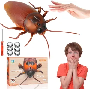 Induction Cockroach Toy for Kids Pets, Smart Sensing Cockroach Toy Realistic Giant Cockroach Model Automatic Fast Moving Interactive Fake Roach Toy Halloween Prank Props Birthday Gifts
