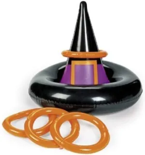 Inflatable Witch Hat Ring Toss Game Set - 10" x 7.5" - Includes 3 Size Rings (8.75", 9.25", 10") & Witch Hat (1 Pack) - Fun Halloween Game for All Ages