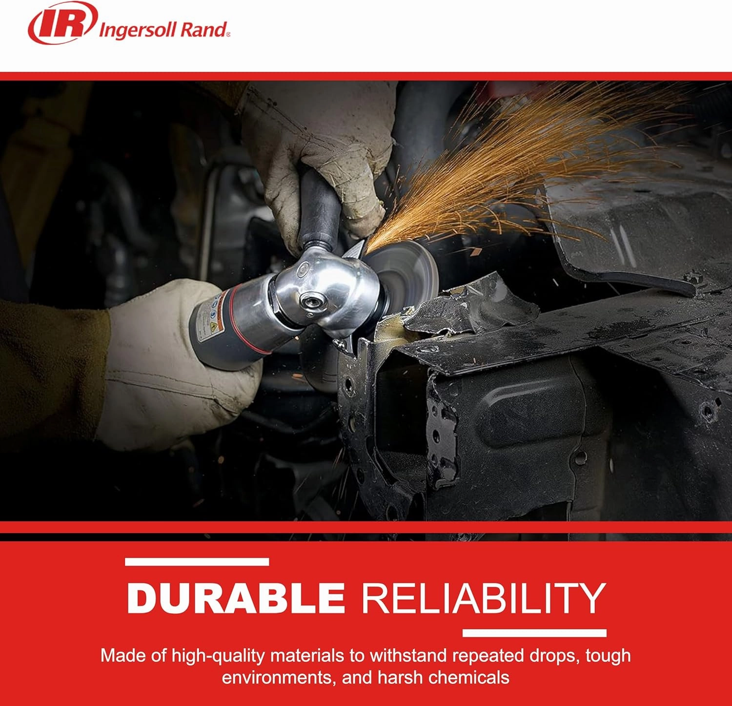 Ingersoll Rand 3445MAX Air Angle Grinder/Cutoff Tool, 4.5" Wheel, 12,000 rpm, 0.88 hp, 5/8"-11 Thread, Rear Exhaust