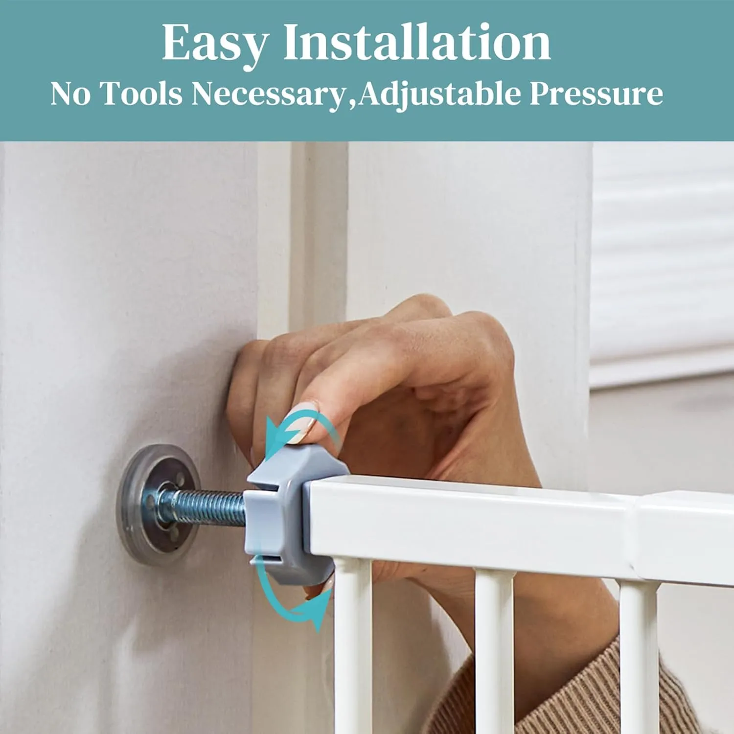 InnoTruth 29-39.6" Baby Gate for Stairs, Auto Close Both Sides Dog Gate with One-Hand Opening, 30" Tall Safety Gates for Pets, Hallways, Bedrooms, Wall Pressure Mount No Drill, White
