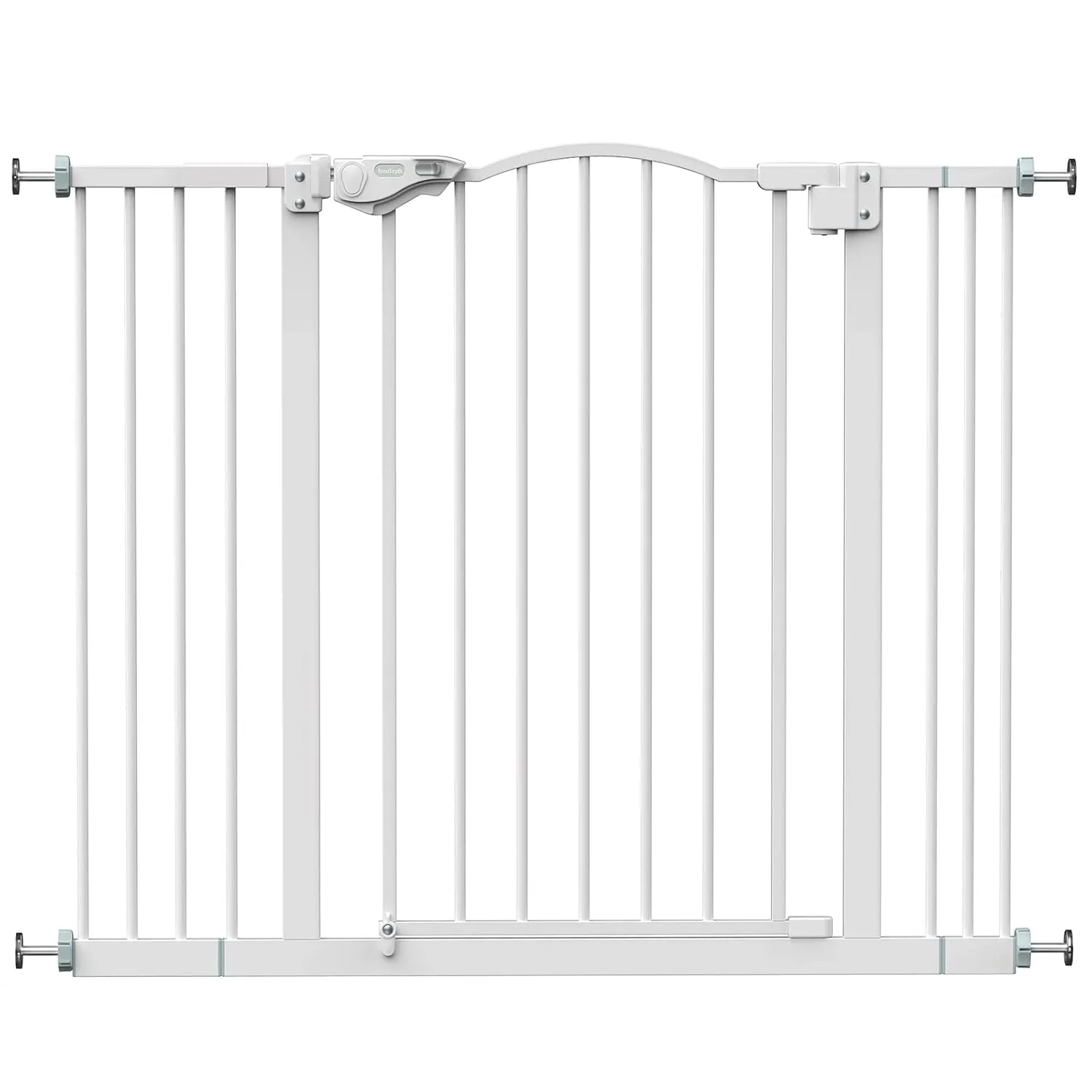 InnoTruth 29-39.6" Baby Gate for Stairs, Auto Close Both Sides Dog Gate with One-Hand Opening, 30" Tall Safety Gates for Pets, Hallways, Bedrooms, Wall Pressure Mount No Drill, White