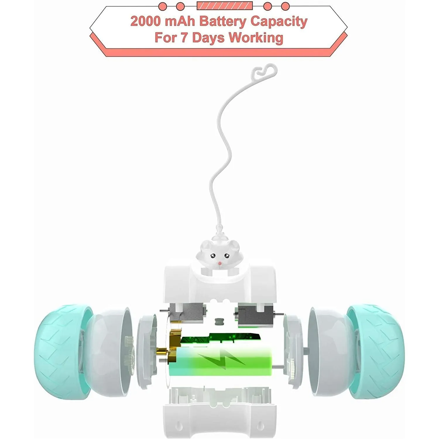 Interactive Cat Toys for Indoor Cats, Automatic Kitten Toys Electronic with Mouse and 3 Feathers for Cats to Play Alone Exercise