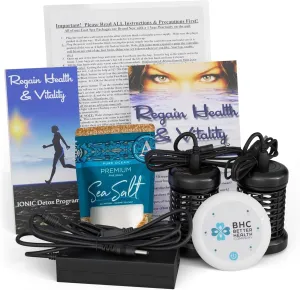 Ionic Foot Bath Detox Machine - Foot Spa Bath for Home Use - Free Regain Health & Vitality Booklet & Brochure - 2 Arrays, Detox Sea Salt, No Basin