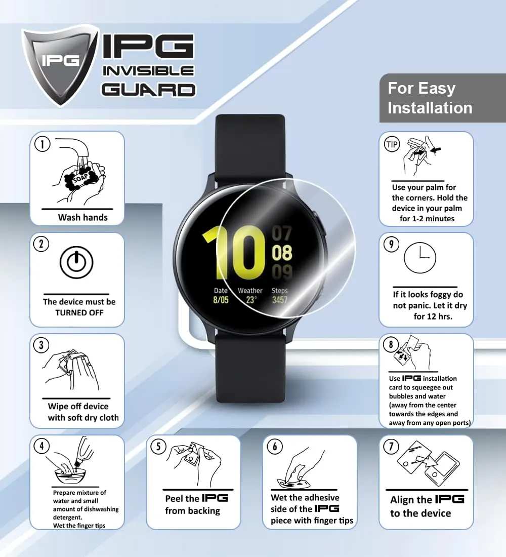IPG for Universal Round Watch Screen Protector (2 Units) Hydrogel Film Bubble Free Anti-Scratch Invisible Protection Good for Smart Watch Too Size Options are Available (37 mm Diameter)