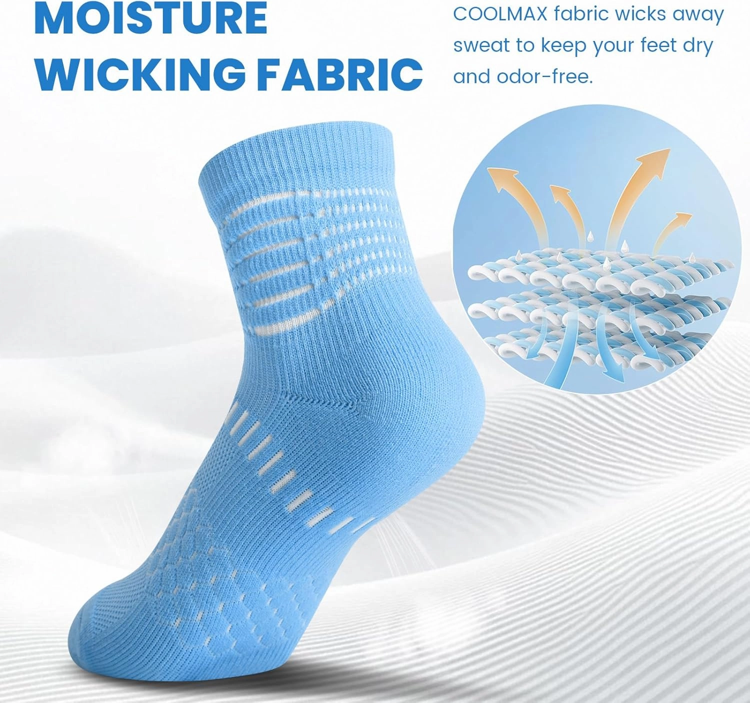 IRAMY Ankle Compression Socks for Women Men Coolmax Moisture Wicking Socks Plantar Fasciitis Relief 3/5 Pairs