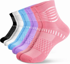 IRAMY Ankle Compression Socks for Women Men Coolmax Moisture Wicking Socks Plantar Fasciitis Relief 3/5 Pairs