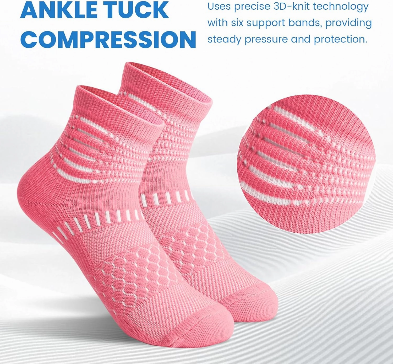 IRAMY Ankle Compression Socks for Women Men Coolmax Moisture Wicking Socks Plantar Fasciitis Relief 3/5 Pairs