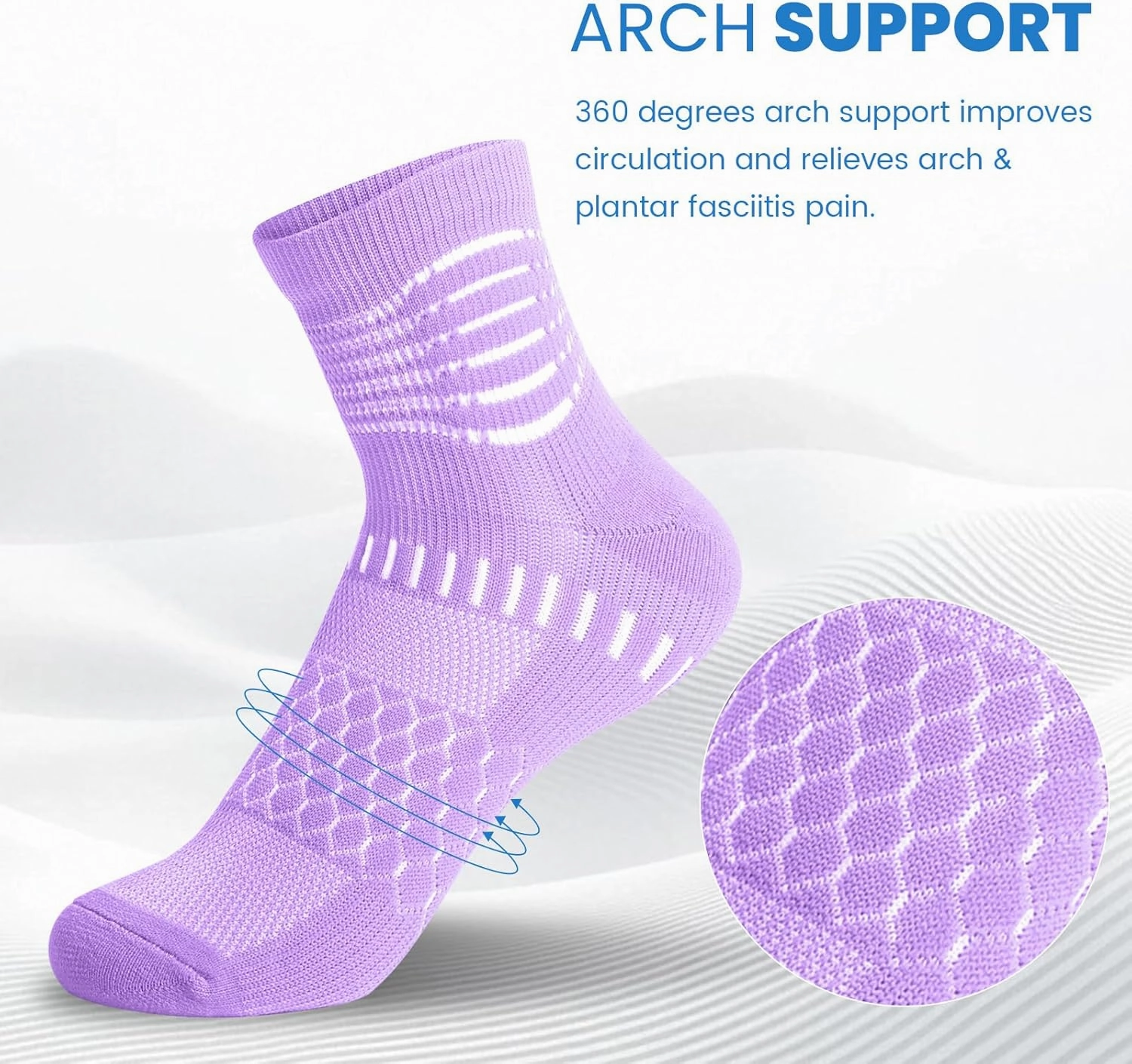 IRAMY Ankle Compression Socks for Women Men Coolmax Moisture Wicking Socks Plantar Fasciitis Relief 3/5 Pairs