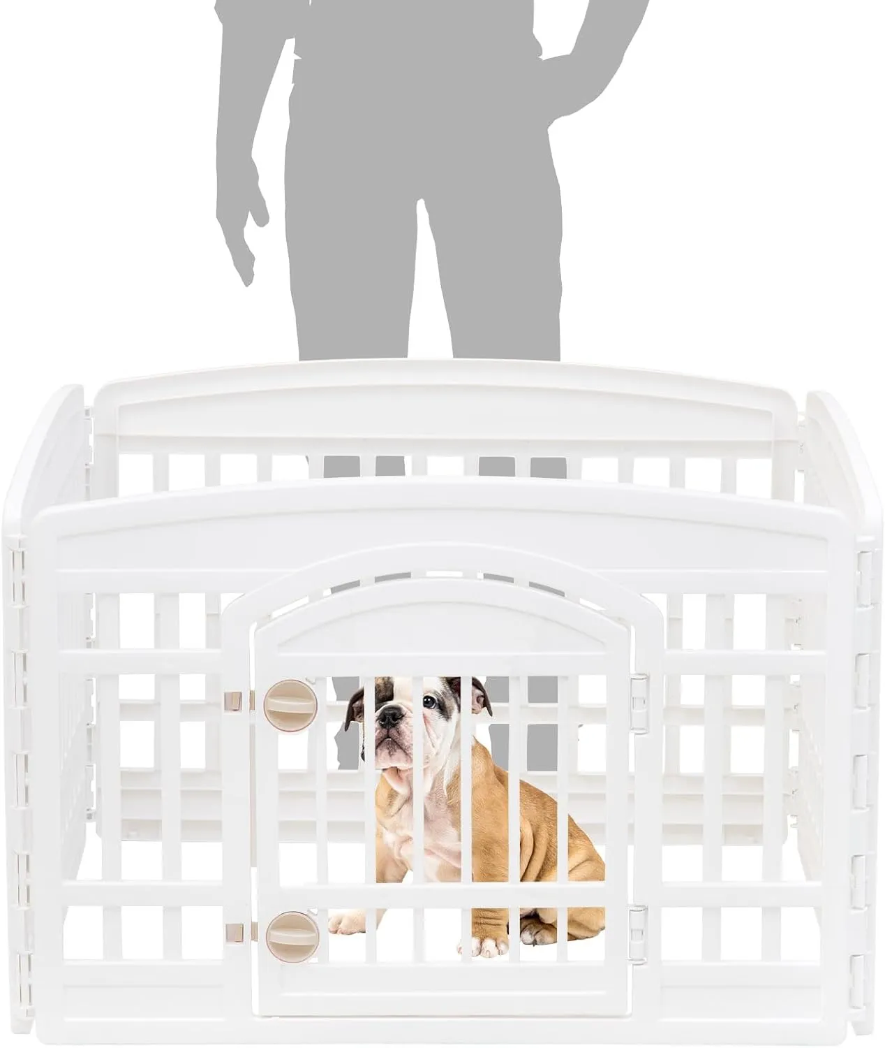 IRIS USA 24" 4-Panel Pet Dog Puppy Playpen with Door, for Puppies and Small Dogs, Keep Pets Secure, Easy Assemble, Fold It Down, Easy Storing, Customizable, White