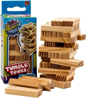 JA-RU Mini Tumbling Tower Game (3 Tower Set) 4 Inch Small Size Wooden Blocks. Building Games and Stacking Game for Kids. Indoor Outdoor Sport Activities. 3276-3p