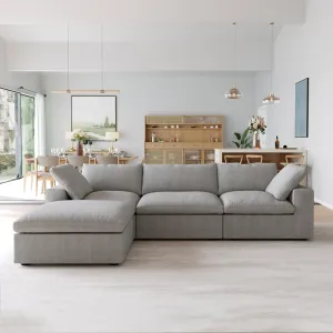 JACH L Shape Cloud Couches for Living Room, Modern Modular Convertible Sofa, Soft Comfy Couch, Thick Cushion, Couch Covers Removable, Sectional Sofas Furniture for Living Room Apartment (Grey)