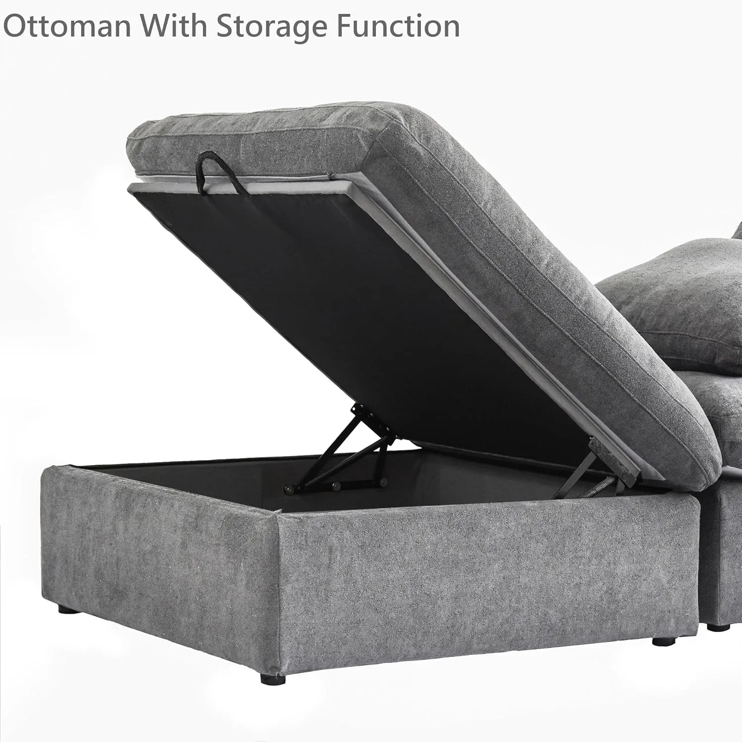 JACH L Shape Cloud Couches for Living Room, Modern Modular Convertible Sofa, Soft Comfy Couch, Thick Cushion, Couch Covers Removable, Sectional Sofas Furniture for Living Room Apartment (Grey)