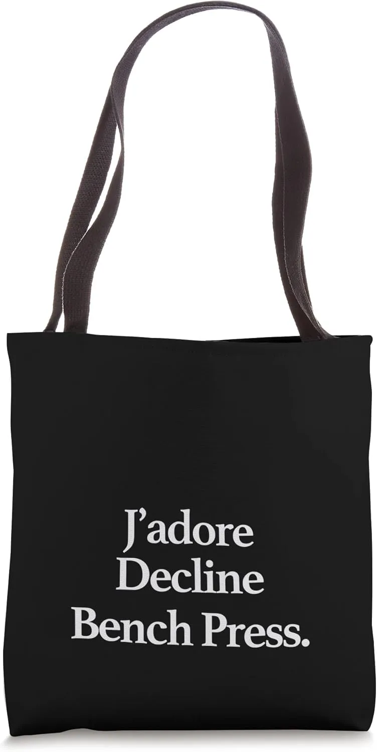 J'adore (I Love) Decline Bench Press, Funny Minimalist Tote Bag