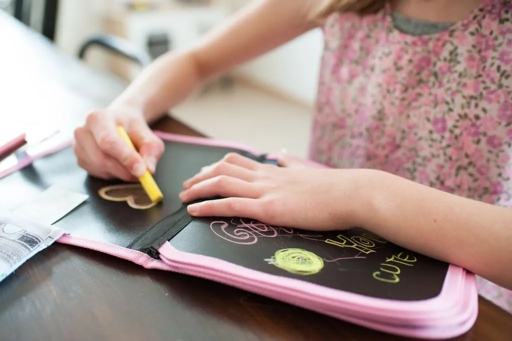 Jaq Jaq Bird Erasable Doodle Pad for Kids,Reusable Mess-Free Coloring and Toddlers Learning Toys-Chalkboard and Drawing Books-Includes 4 ButterSitx Chalks-Paris