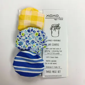 Jar Covers - Yellow Gingham/Blue Spring/Blue Stripe