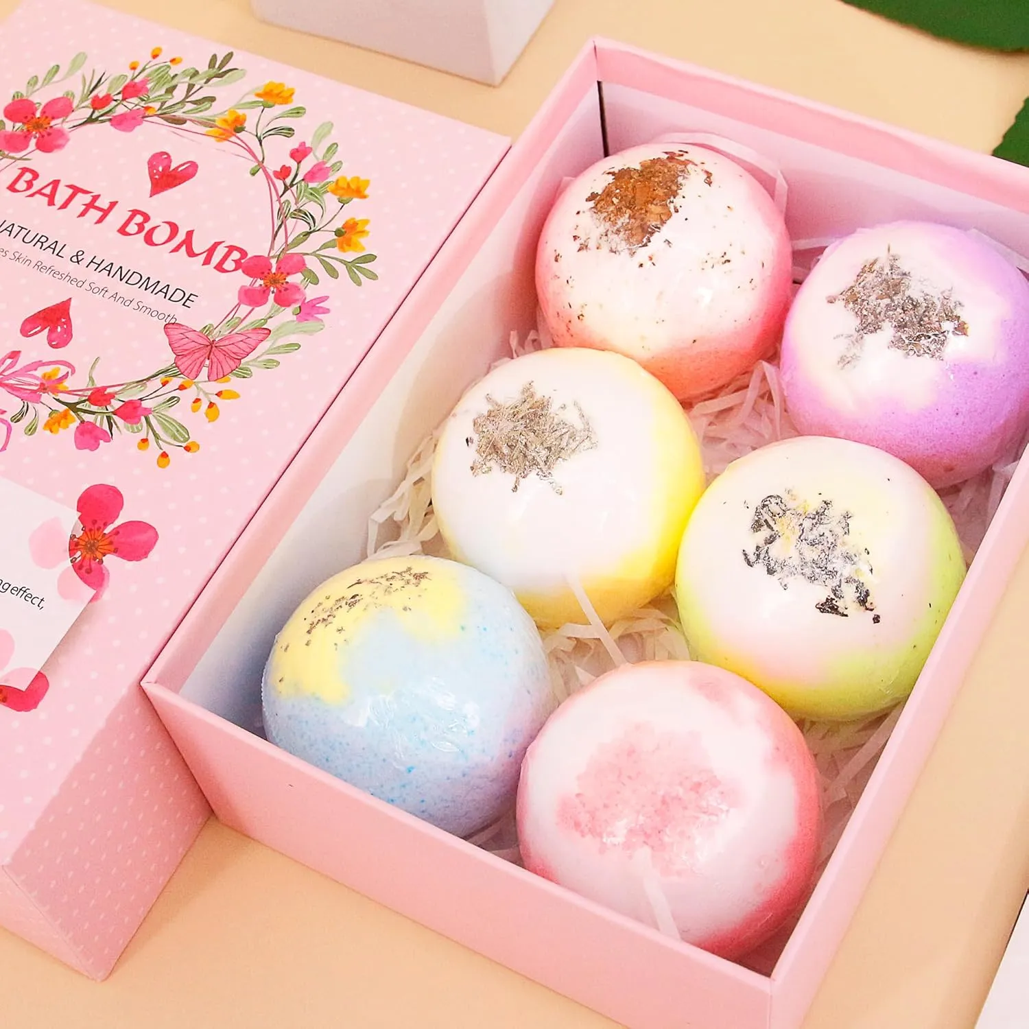 Jascaela Bath Bomb Salt Ball Plant Essential Oil Fragrance Bath Salt Bomb Moisturizing Dry Skin Relaxing Bath Bomb Gift Set