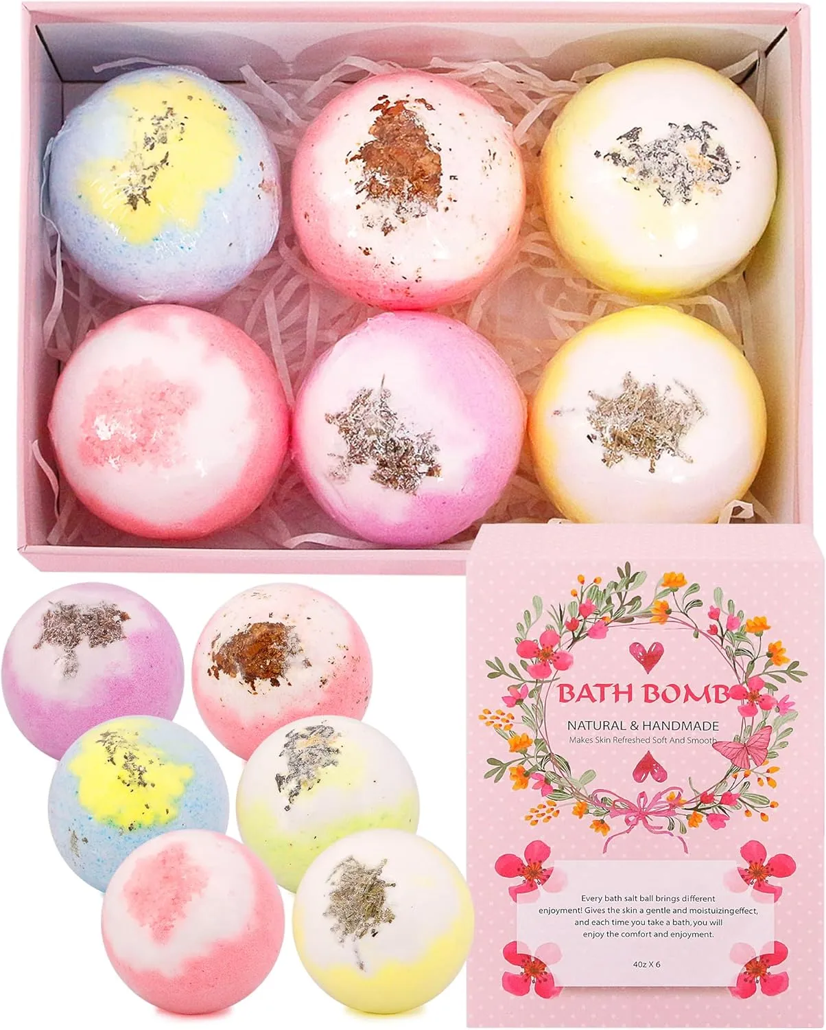 Jascaela Bath Bomb Salt Ball Plant Essential Oil Fragrance Bath Salt Bomb Moisturizing Dry Skin Relaxing Bath Bomb Gift Set