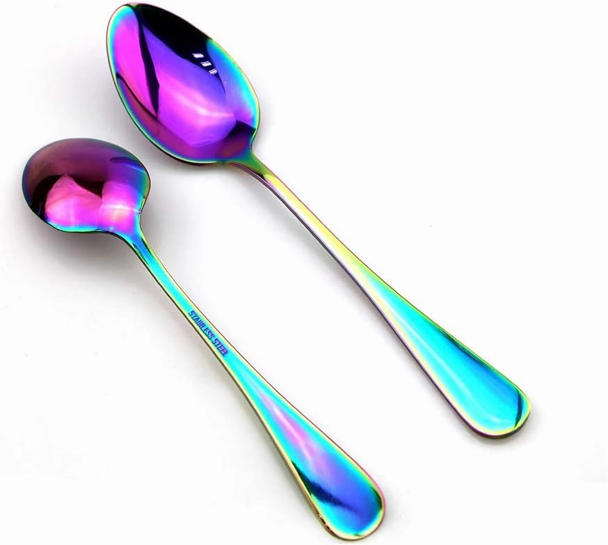 JASHII Rainbow Silverware Set, 40-Piece Stainless Steel Heavyweight Flatware Set, Kitchen Utensil Set Service for 8, Colorful Mirror Polishing Tableware Cutlery Set Knifes Forks Spoons Dishwasher Safe